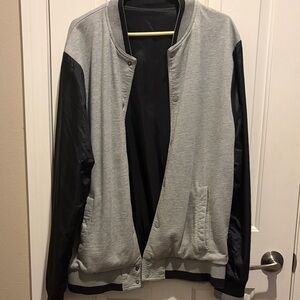Stussy Gray and Black Bomber Jacket